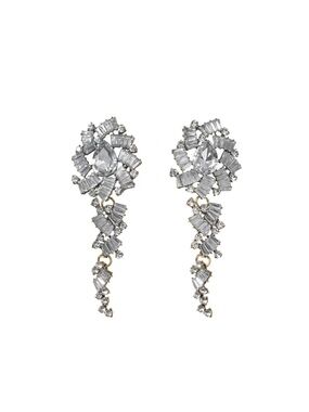 AKIRA Silver-tone Crystal Teardrop Dangle Earrings